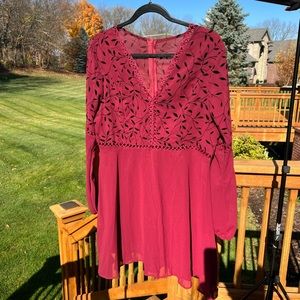 Pretty burgundy and black dress, Sz. XL, from SHEIN.